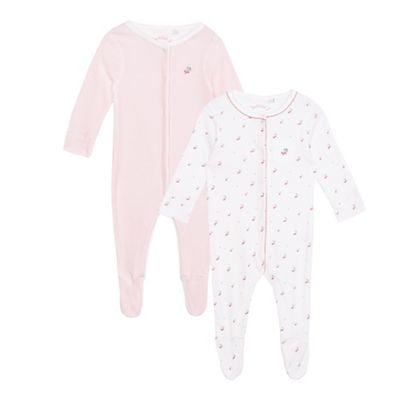 Pack of two baby girls' red patterned sleep suits